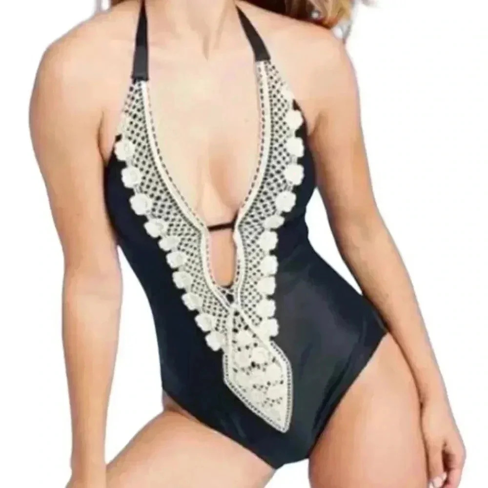 NWT Kona Sol Embroidery One‎ Piece Swimsuit